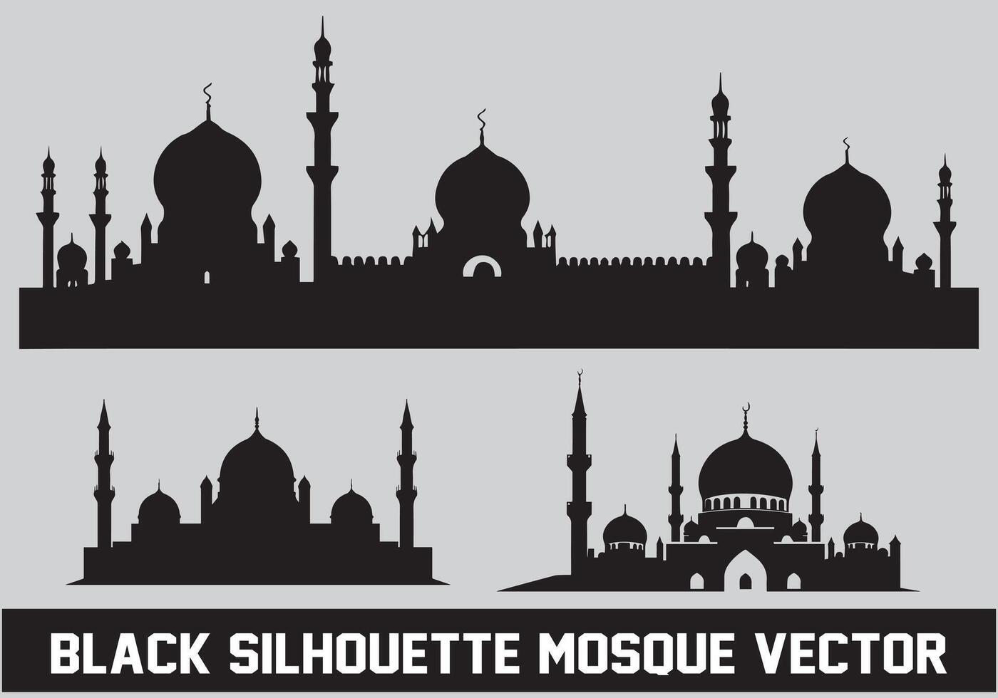 Moschee Silhouette bündeln Weiß Hintergrund vektor