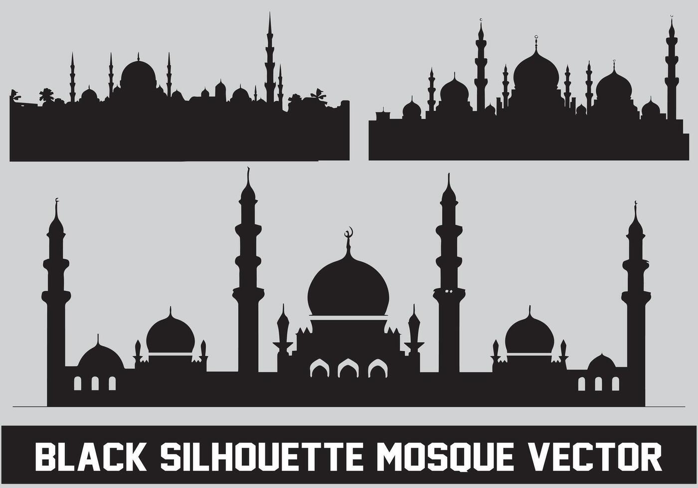 Moschee Silhouette bündeln Weiß Hintergrund vektor