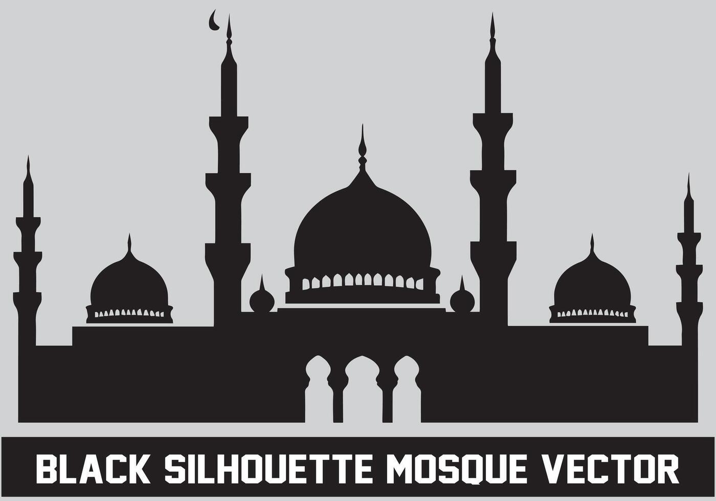 moské svart silhuett ikon illustration för islamic element vektor