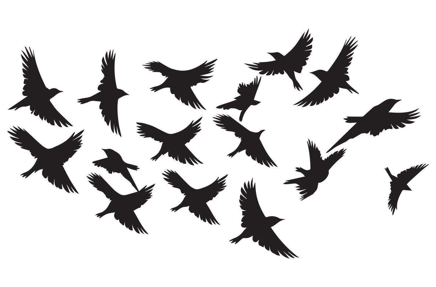 Vögel einstellen schwarz Silhouette isoliert vektor