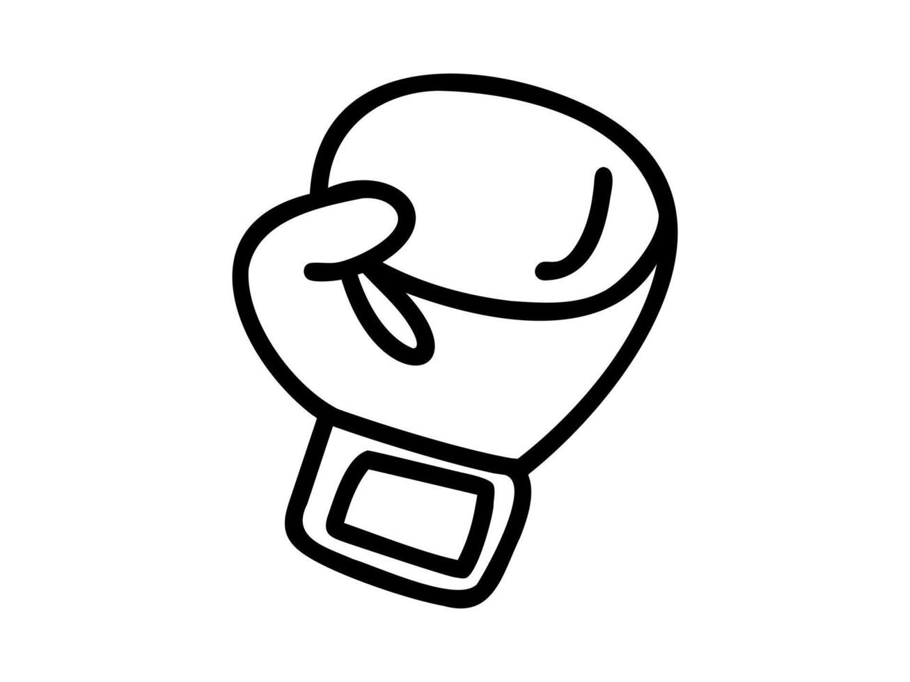 Gliederung Illustration von Boxen Handschuh. Kontur von Sport Handschuh. schwarz und Weiß. Symbol, Logo, Zeichen, Piktogramm, drucken. minimalistisch Design. Sport Ausrüstung, mächtig schlagen. isoliert auf Weiß Hintergrund vektor