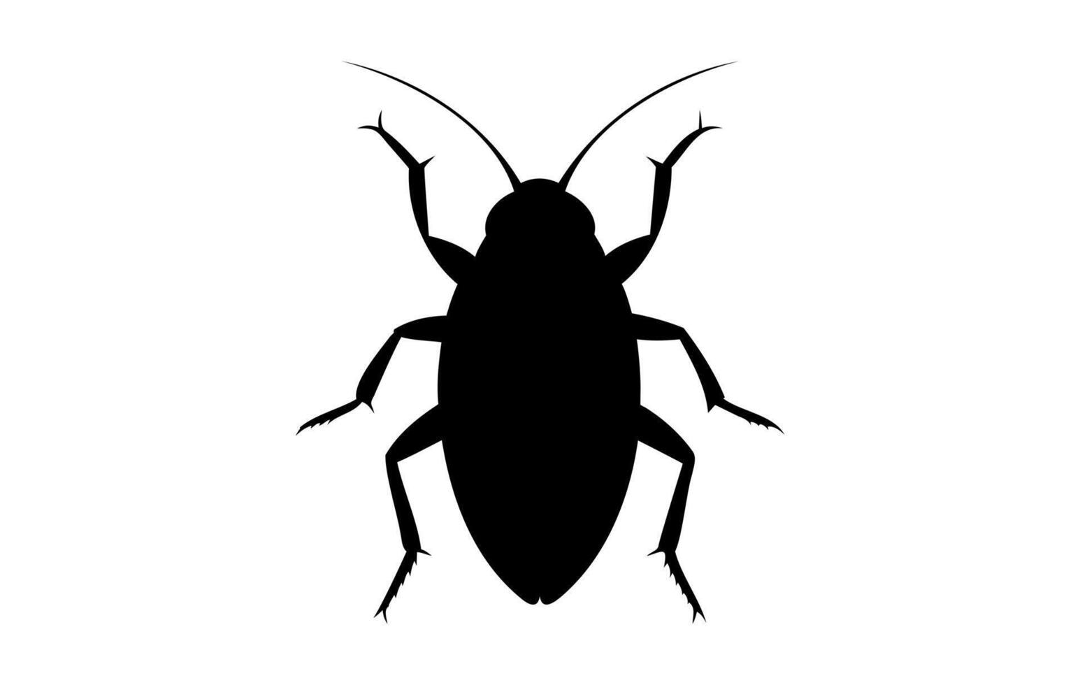 schwarz Silhouette von ein Kakerlake isoliert auf Weiß Hintergrund. Illustration. Pest Steuerung und Befall Konzept zum Design, drucken und lehrreich Material. vektor