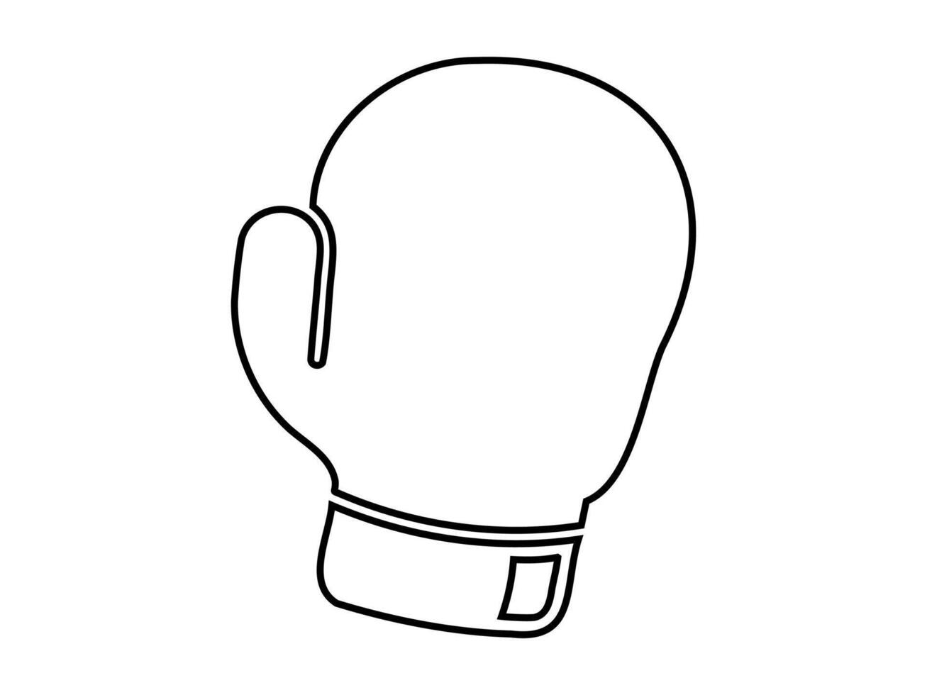 Gliederung Illustration von Boxen Handschuh. Kontur von Sport Handschuh. schwarz und Weiß. Symbol, Logo, Zeichen, Piktogramm, drucken. minimalistisch Design. Sport Ausrüstung, mächtig schlagen. isoliert auf Weiß Hintergrund vektor