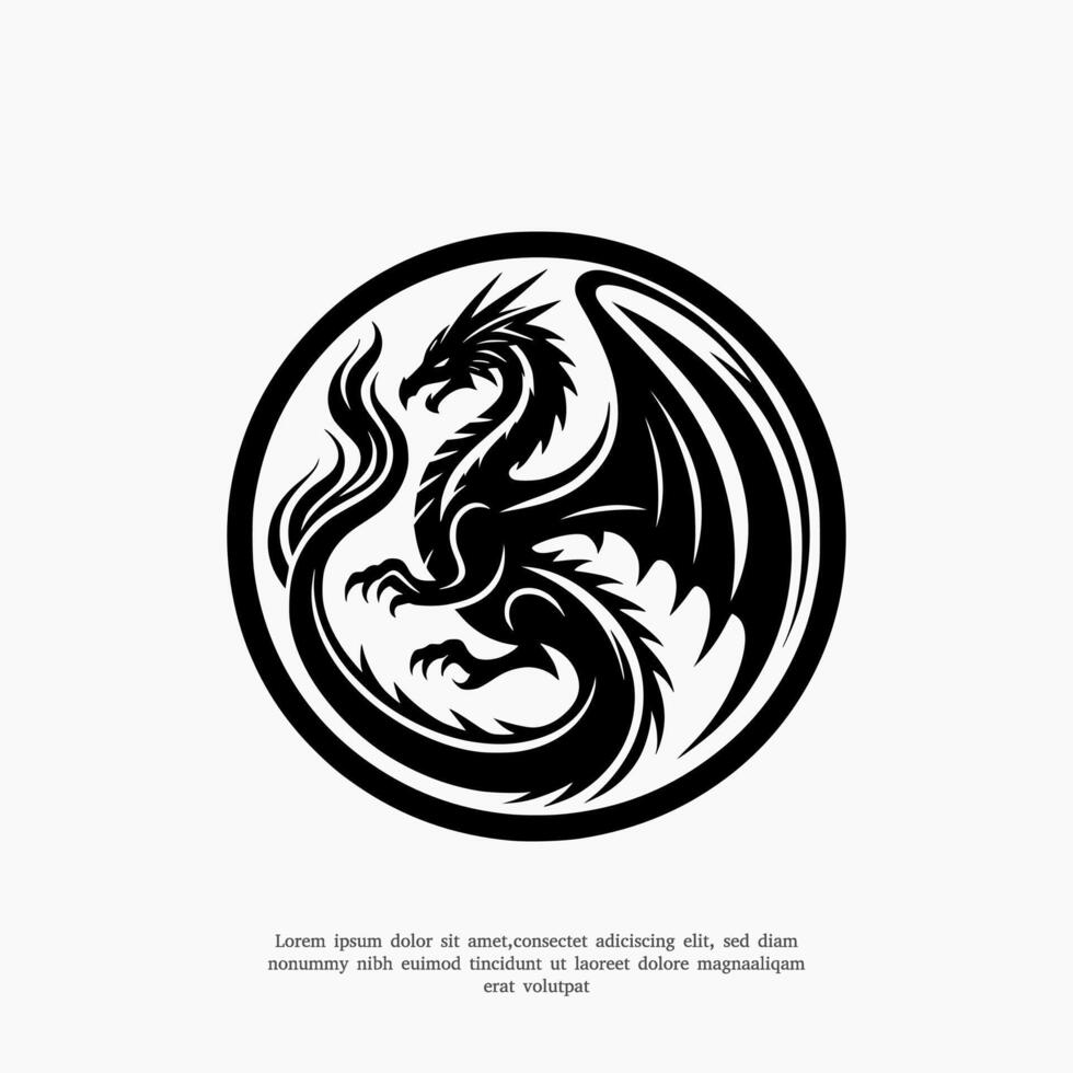 Silhouette Drachen Logo Design Vorlage vektor