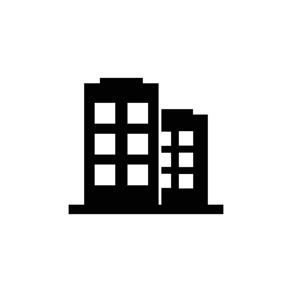 svart kontor byggnad tecken ikon i platt stil. lägenhet illustration på vit isolerat bakgrund. arkitektur företag begrepp. vektor