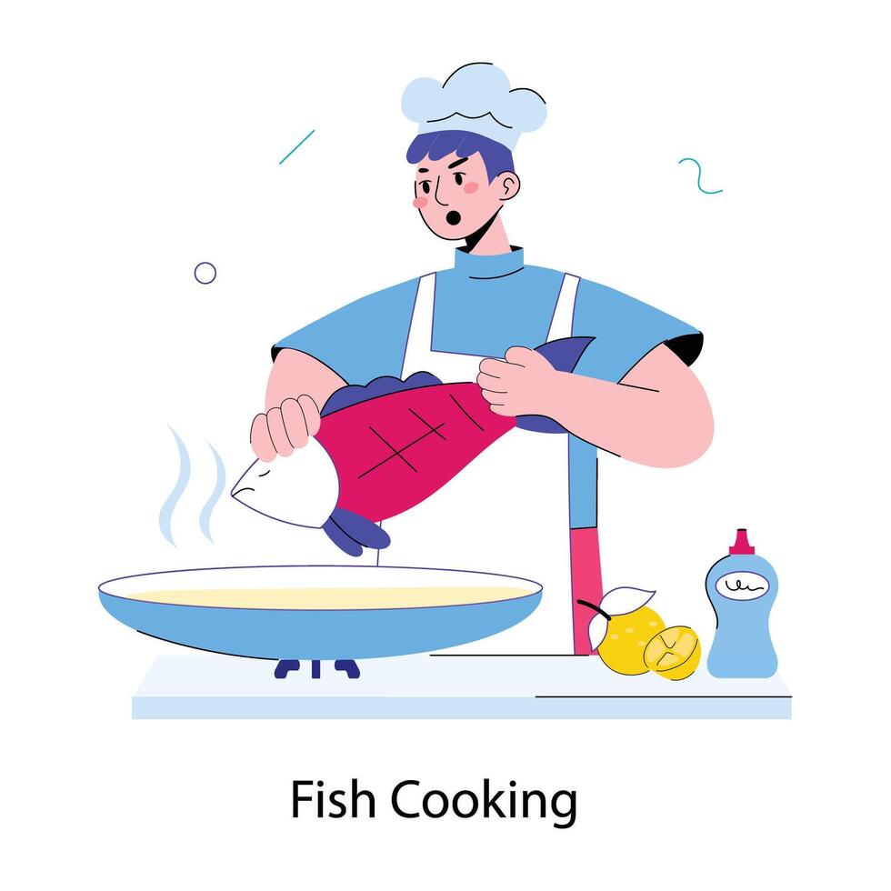 modisch Fisch Kochen vektor