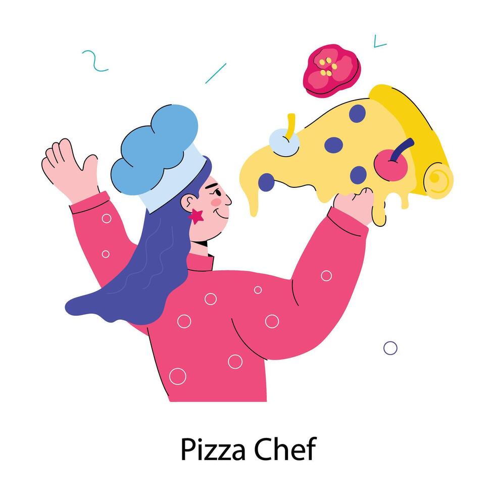 trendig pizza kock vektor