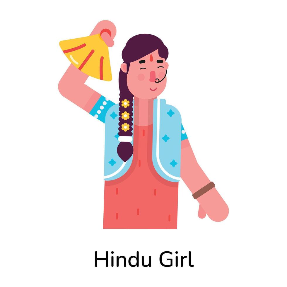 trendig hindu flicka vektor