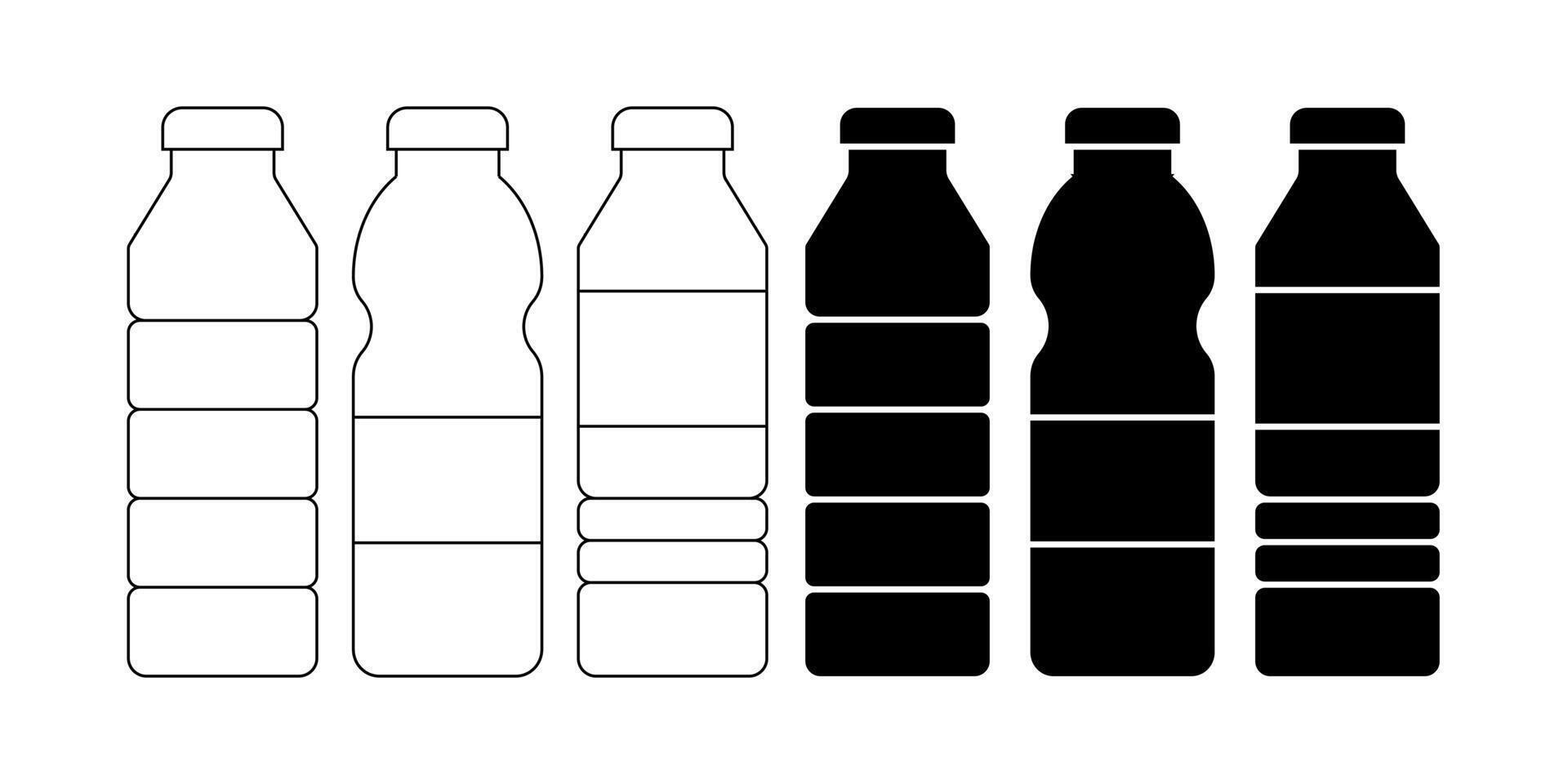 plast flaska ikon uppsättning isolerat på vit bakgrund vektor