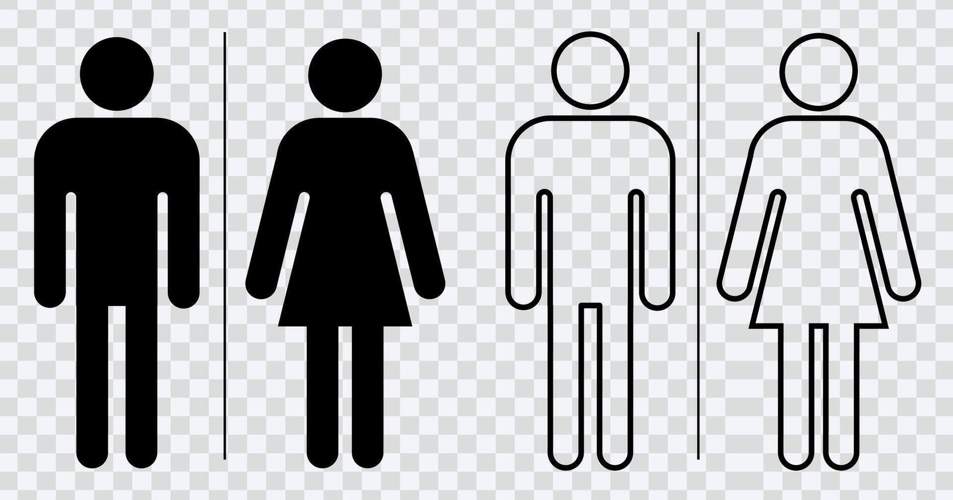 hohe Qualität Toilette Symbol zum Universal- Toilette Beschilderung, mit beide männlich und weiblich Symbole.Mann, Frau, Mutter mit Baby und behindert Silhouetten Sammlung. perfekt zum vielfältig Design Bedürfnisse vektor