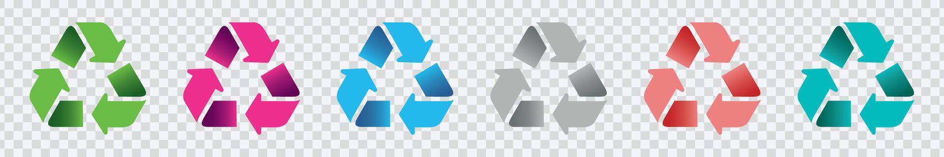 illustrera ekomedvetenhet med vibrerande återvinning ikoner. färgrik symboler för hållbarhet vektor