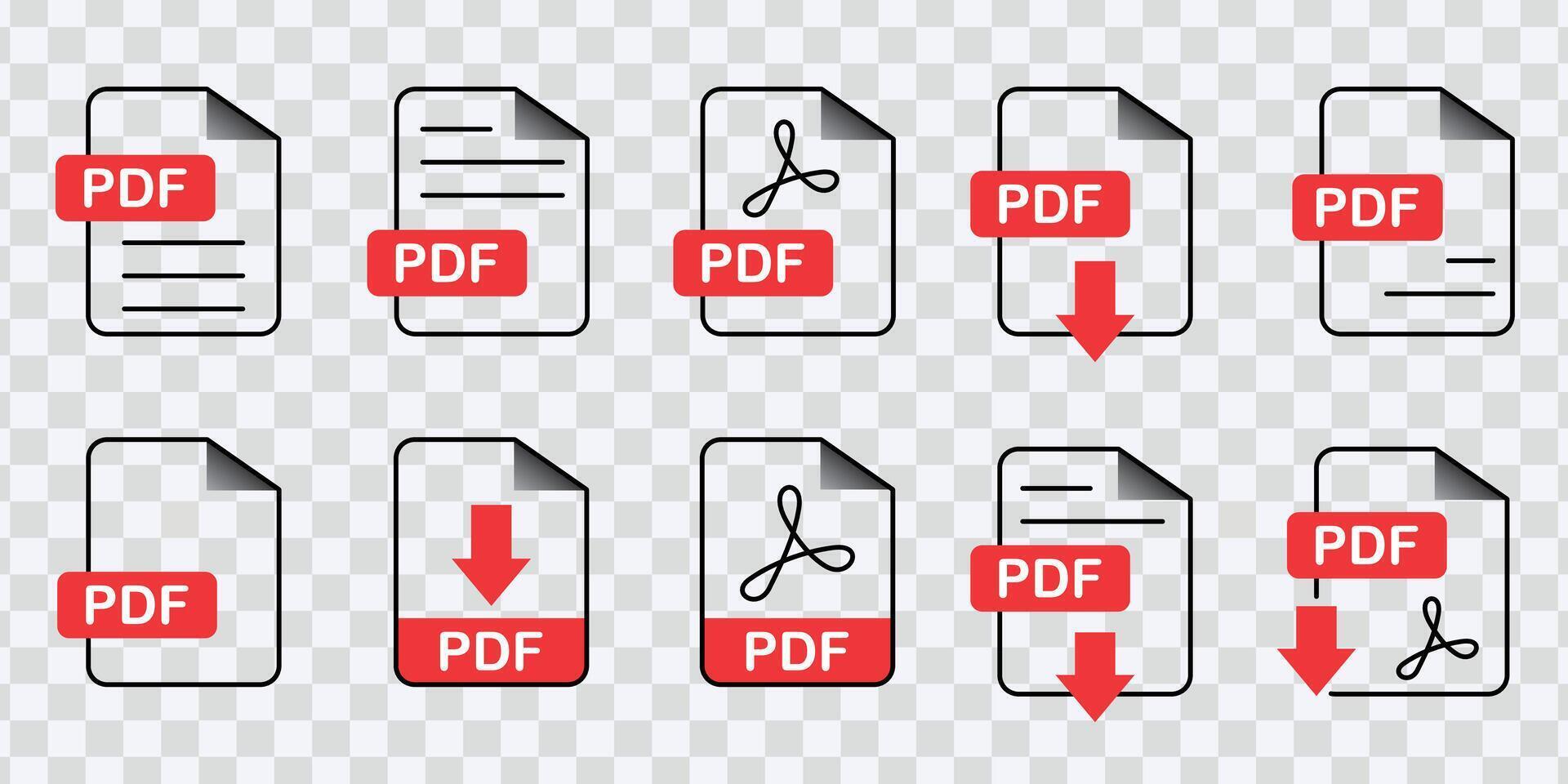 mångsidig dokumentera ikoner för olika fil format vektor