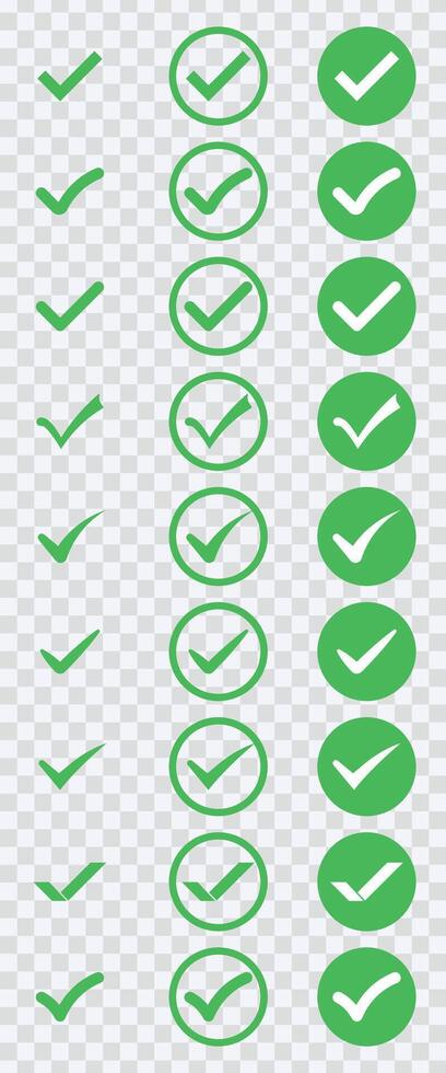 verbessern Vielseitigkeit mit unser Grün prüfen Kennzeichen Symbol einstellen vektor