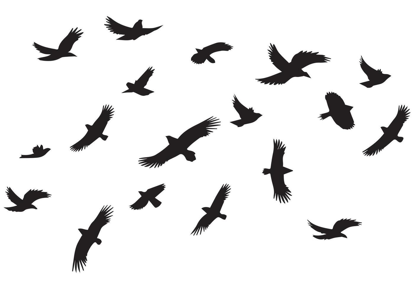 uppsättning av flygande fåglar silhuetter vektor