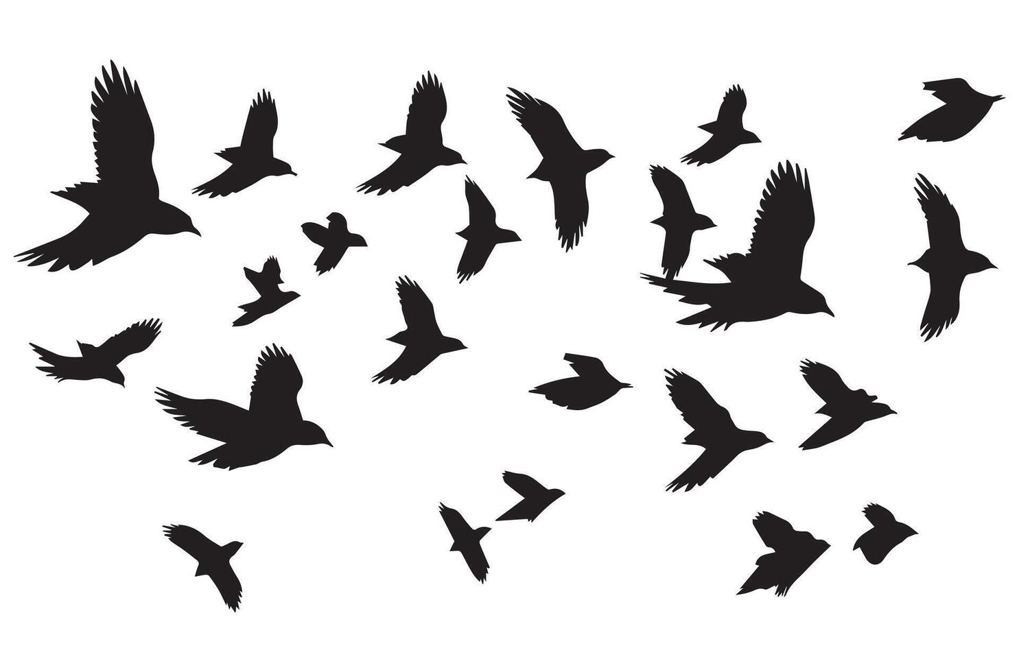 fliegend Vögel Silhouetten Illustration Weiß Hintergrund vektor