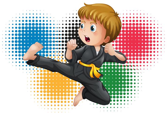 Pojke i svart karate uniform vektor