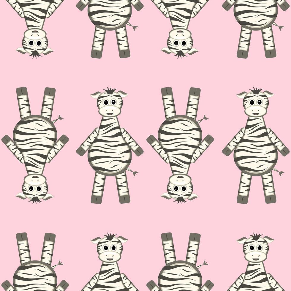 Muster mit Zebra. schwarz und Weiß mit Rosa Hintergrund. süß Karikatur Zebra vektor