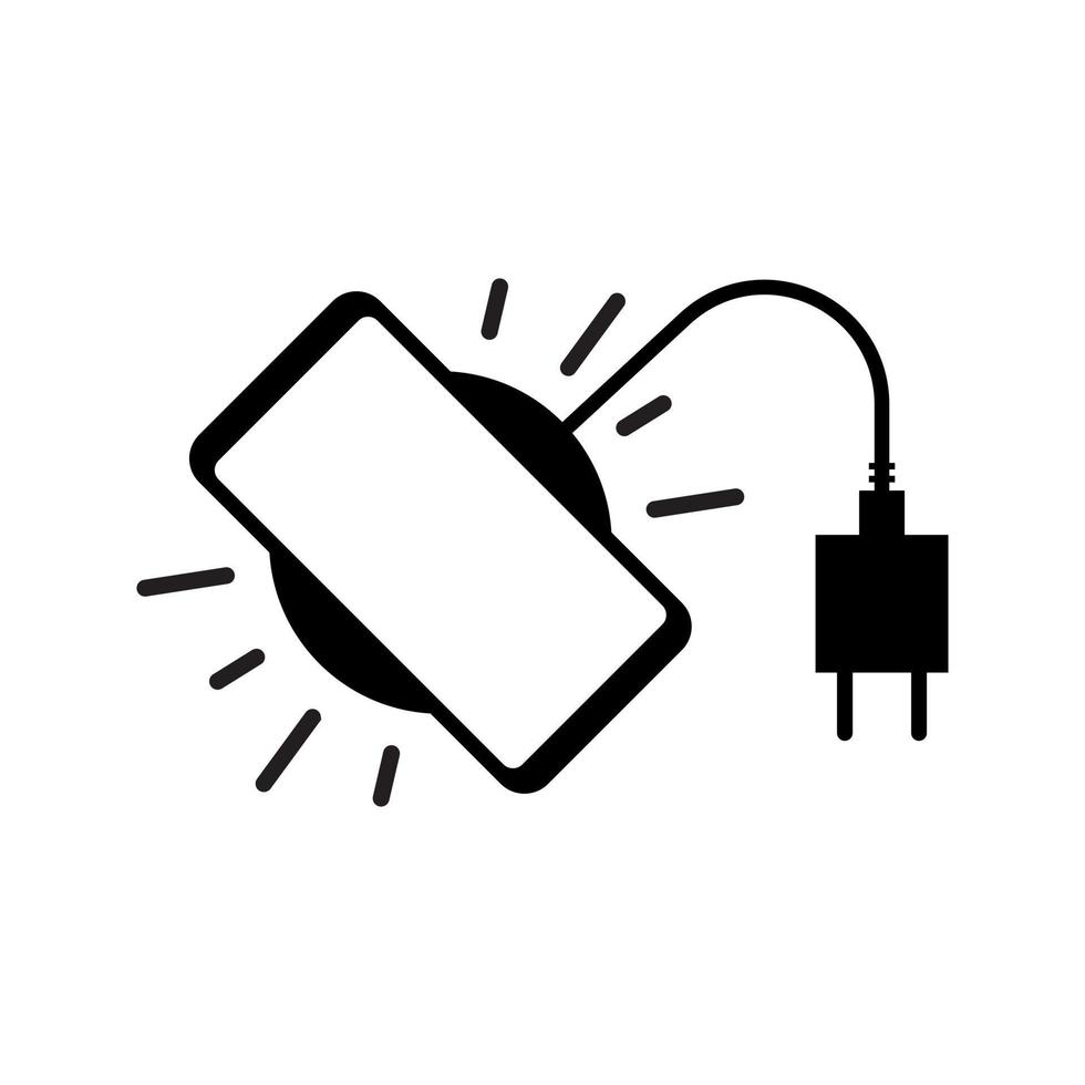 Symbol zum Aufladen des drahtlosen Telefons mit einem Stecker. Drahtlose Verbindungs- und Trennungsvektorillustration. Gebühr für Smartphone isoliert auf weißem Hintergrund vektor