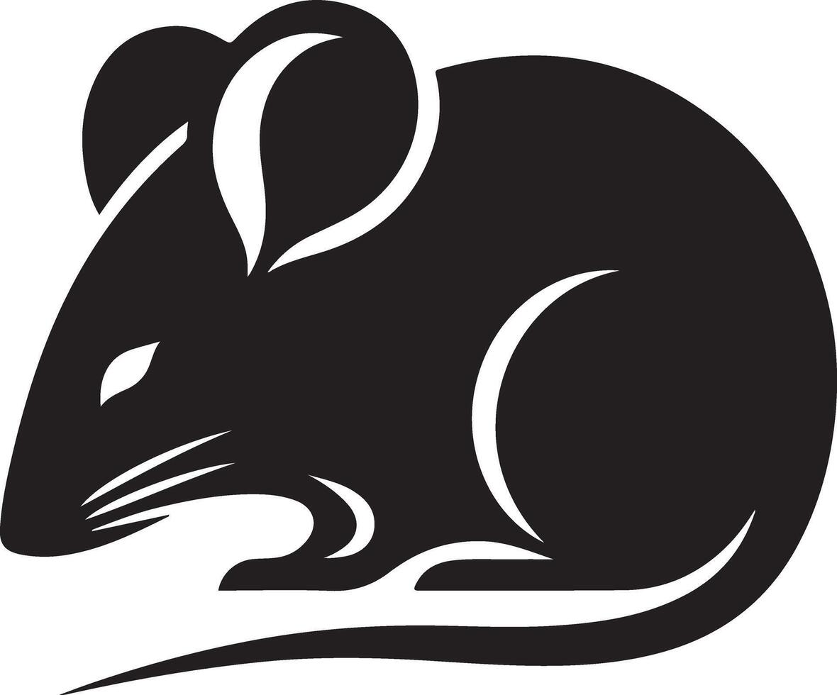 minimal Ratte Silhouette schwarz Farbe Weiß Hintergrund vektor