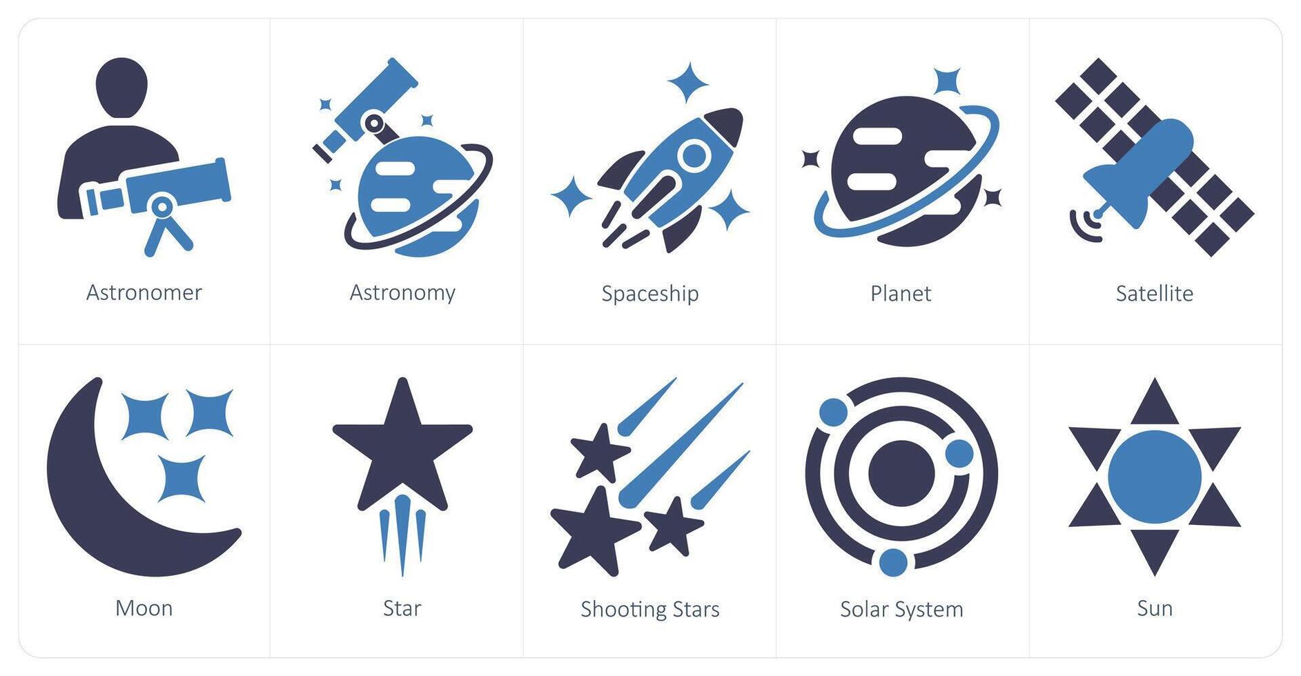 en uppsättning av 10 astronomi ikoner som astronom, astronomi, rymdskepp vektor