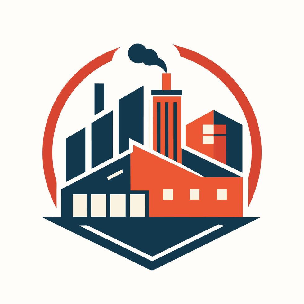 fabrik emitterande rök som del av dess industriell drift, en geometrisk representation av en produktion anläggningens layout vektor