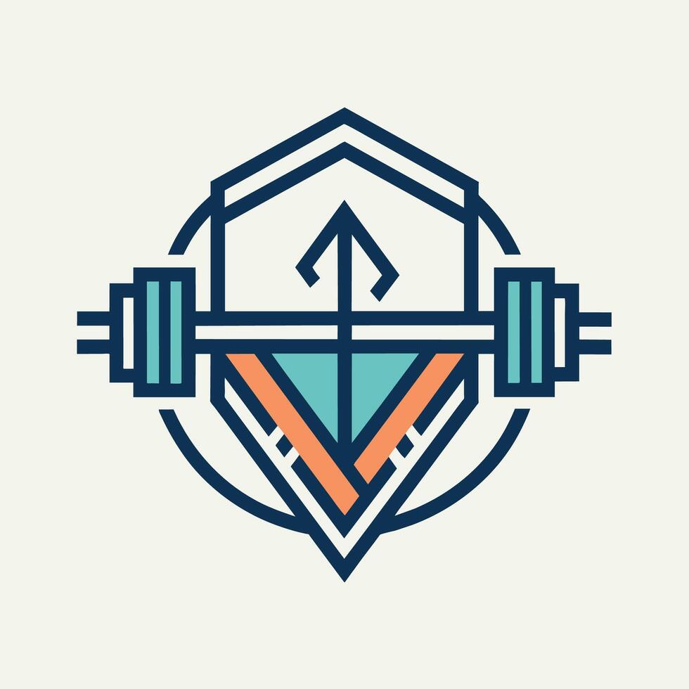 crossfit logotyp design införlivande en skivstång symbol, visa upp styrka och kondition, skapa en minimalistisk logotyp med rena rader och geometrisk former vektor