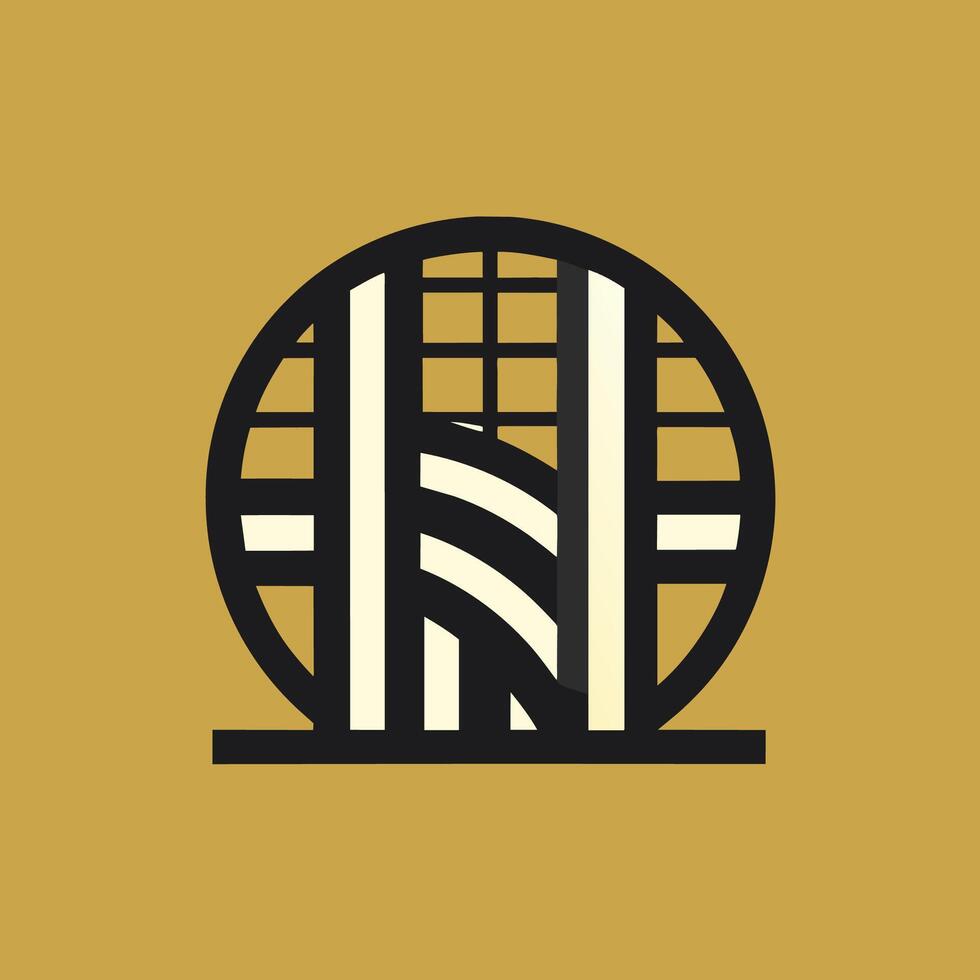 künstlerisch schwarz und Weiß Volleyball Netz Logo einstellen auf ein hell Gelb Hintergrund, ein künstlerisch Darstellung von ein Volleyball Netz, minimalistisch einfach modern Logo Design vektor