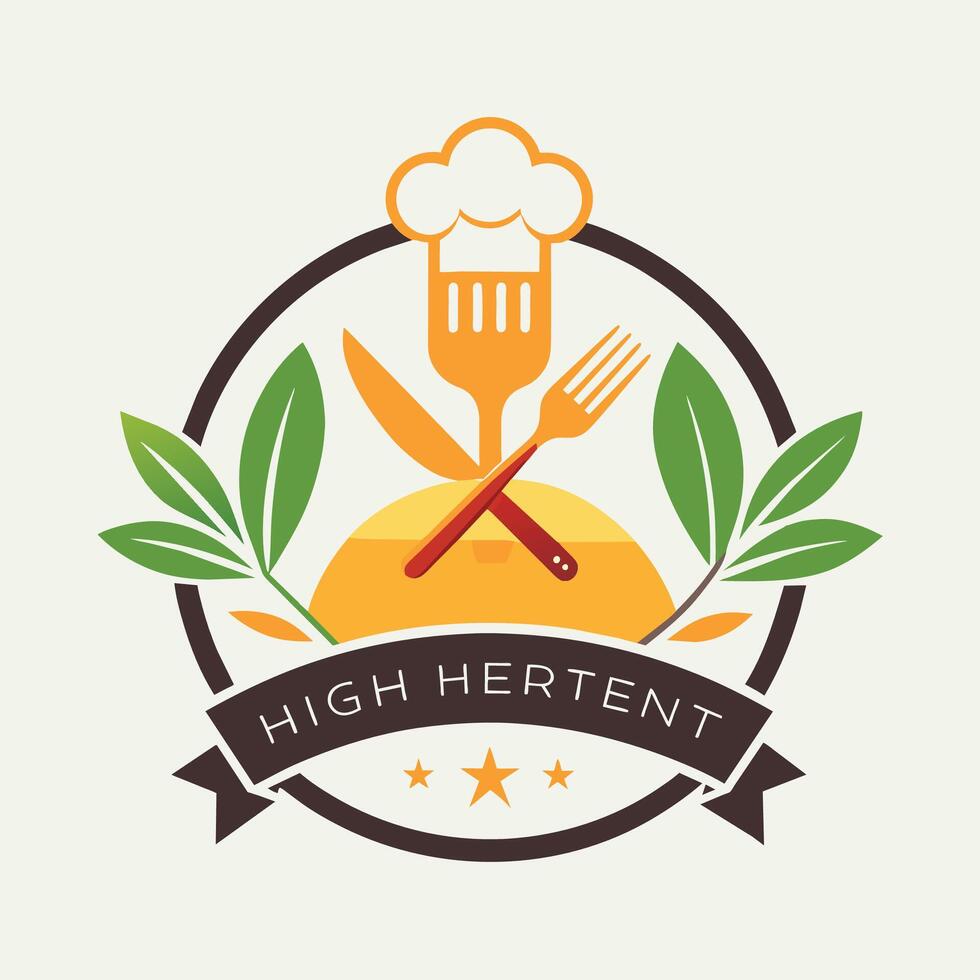 en minimalistisk logotyp för en high-end restaurang, terar en gaffel och kniv design, en high-end restaurang med en minimalistisk logotyp och en fokus på färsk, lokalt kommer från Ingredienser vektor