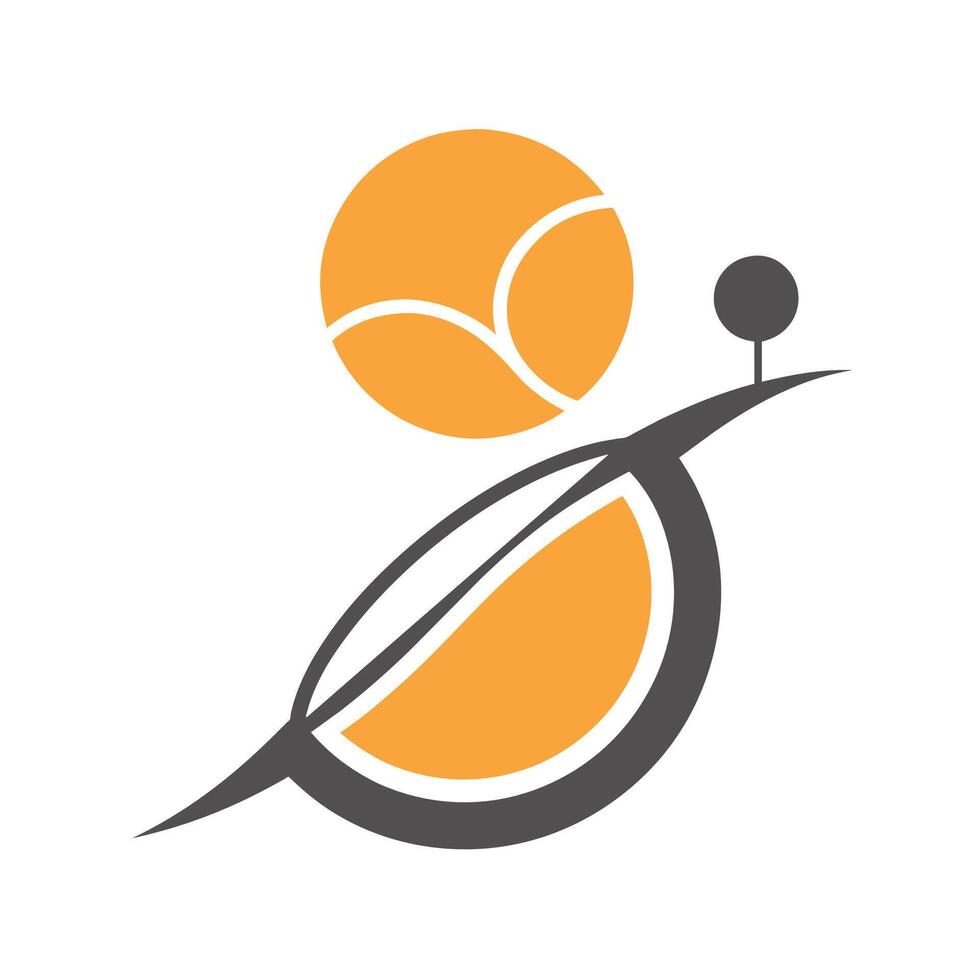 Tennis Ball und Schläger platziert auf ein einfach Weiß Oberfläche, ein minimalistisch Logo von ein Tennis Schläger und Ball im perfekt Balance vektor