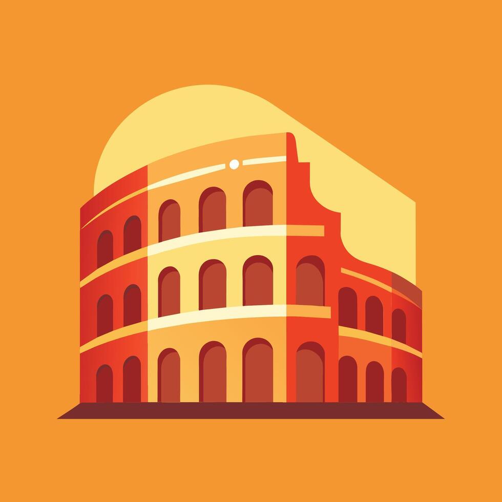 detailliert Zeichnung von ein großartig Gebäude mit mehrere Bögen, ein minimalistisch Logo von das Kolosseum im Rom, minimalistisch einfach modern Logo Design vektor