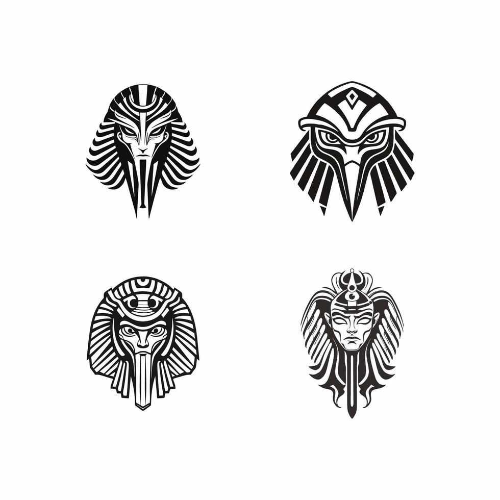 egyptisk Gud horus logotyp ikon design mall. samling av bilder av de helig egyptisk falk fågel. djur- och mänsklig. elegant lyx guld platt vektor