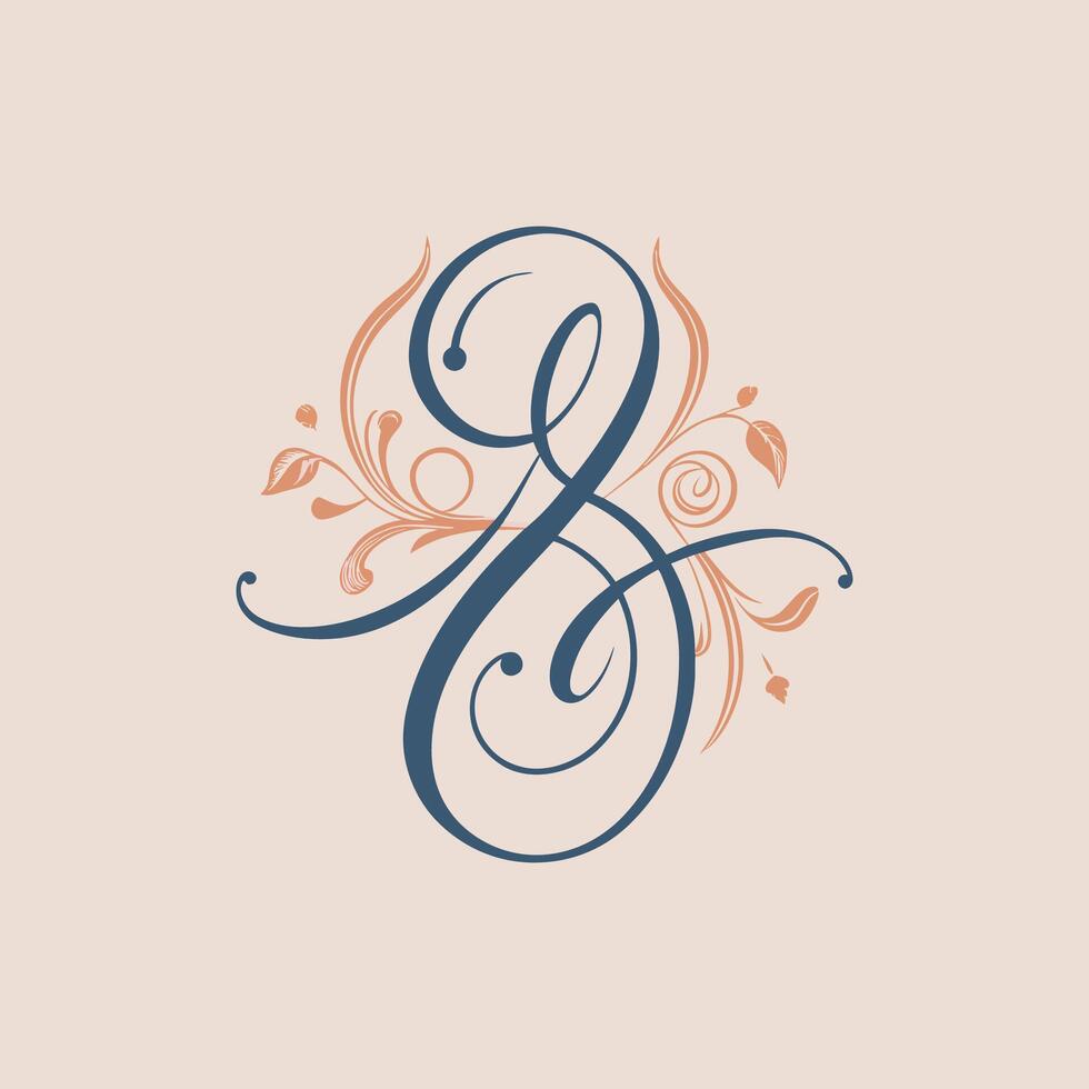 invecklad virvlar och delikat löv komma tillsammans till skapa de elegant form av de brev b, delikat kalligrafi för en sofistikerad bröllop program häfte vektor