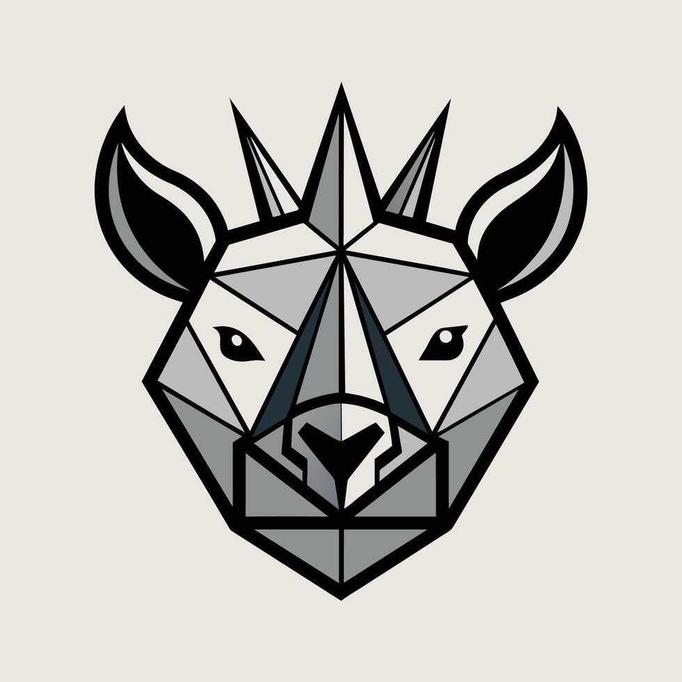 ein Seite Aussicht von ein Nashorn Kopf, gefangen im schwarz und Weiss, präsentieren es ist unverwechselbar Merkmale, Design ein geometrisch Interpretation von ein Nashorn Kopf zum ein minimalistisch Logo vektor