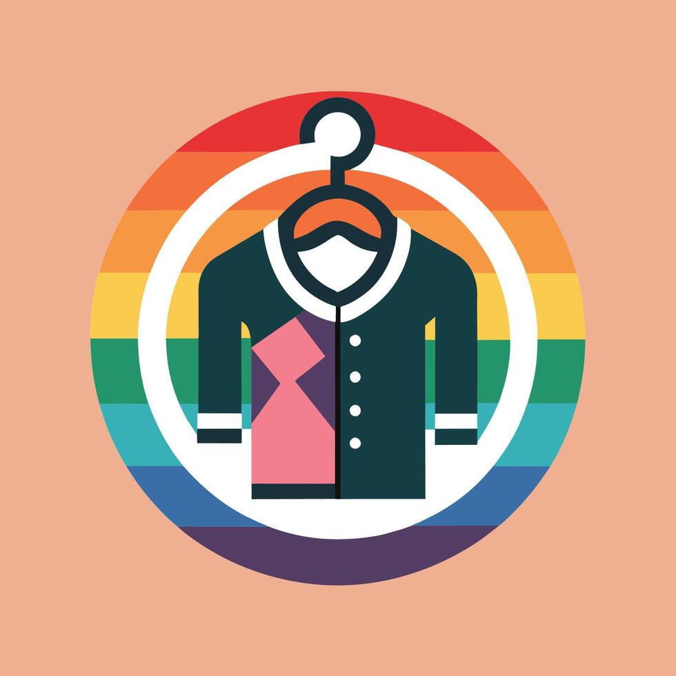 en person klädd i en kostym och slips, skapa en minimalistisk logotyp för en könsneutral Kläder varumärke den där främjar inkludering vektor