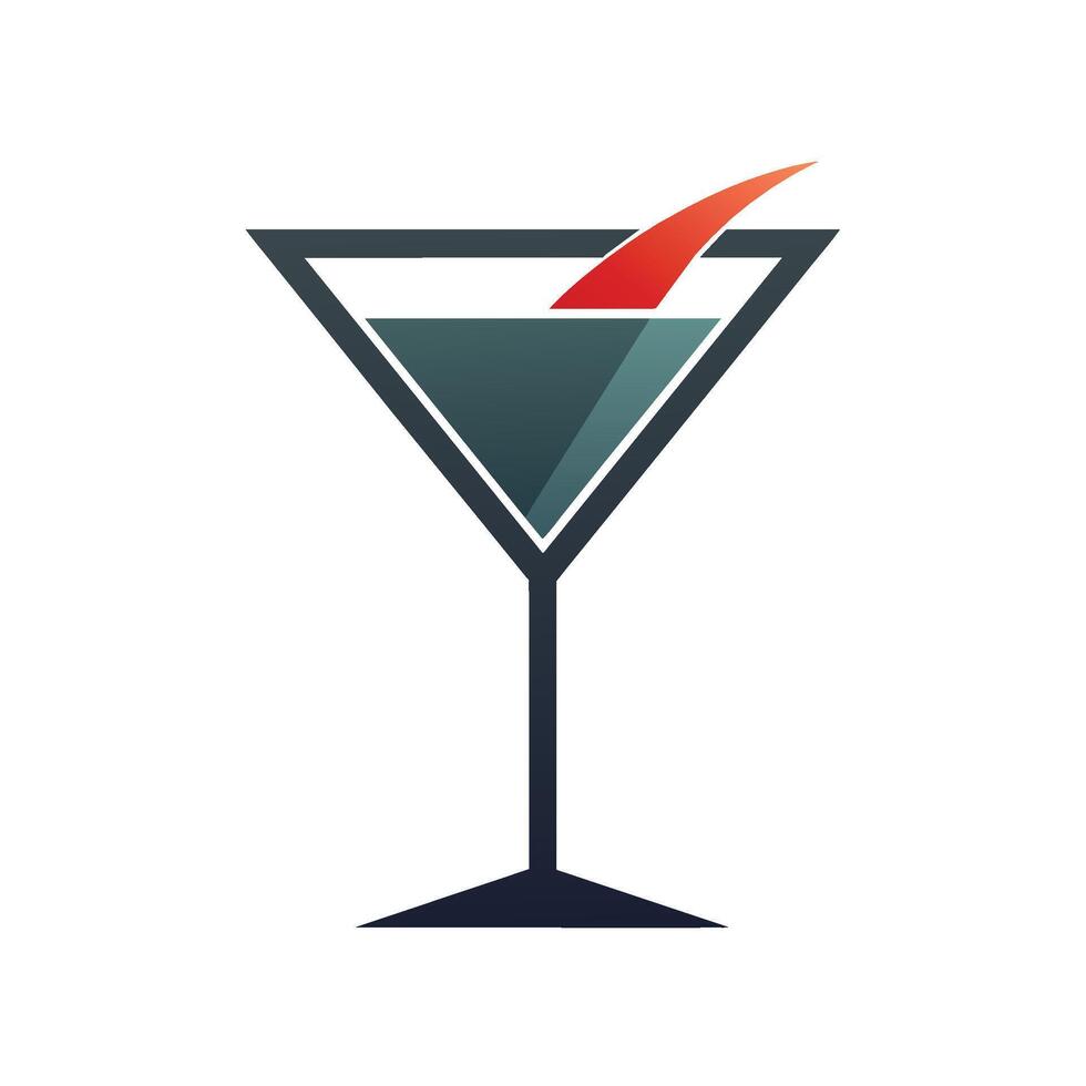 en Martini glas med en röd pil inuti Det, symboliserar riktning eller vägledning, en elegant och elegant logotyp av en Martini glas, minimalistisk enkel modern logotyp design vektor