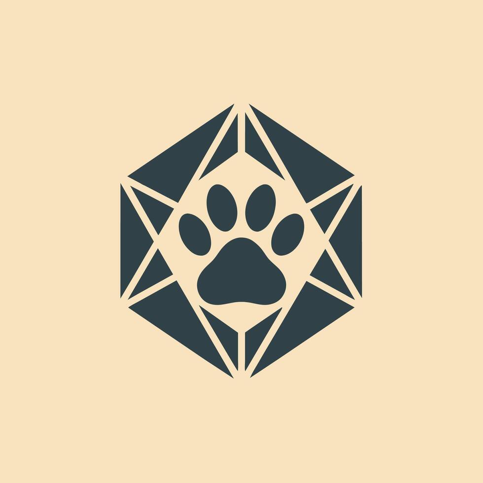 ein Hunde Pfote ist geformt im ein sauber Pentagon Muster, präsentieren ein einzigartig geometrisch Design, sauber, geometrisch Design einarbeiten ein Pfote drucken Element vektor
