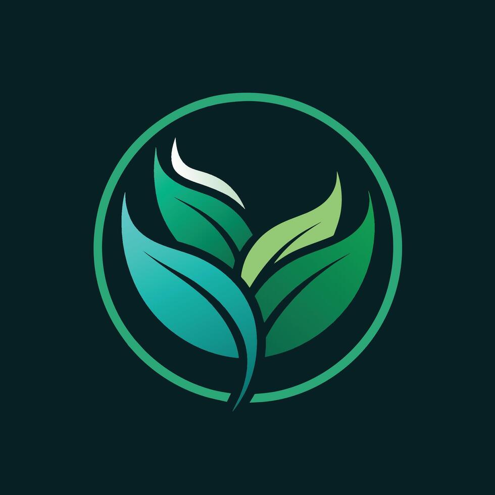 en elegant grön blad logotyp på en svart bakgrund, designad för komposterbar förpackning varumärke, skapa en elegant symbol för en komposterbar förpackning företag vektor