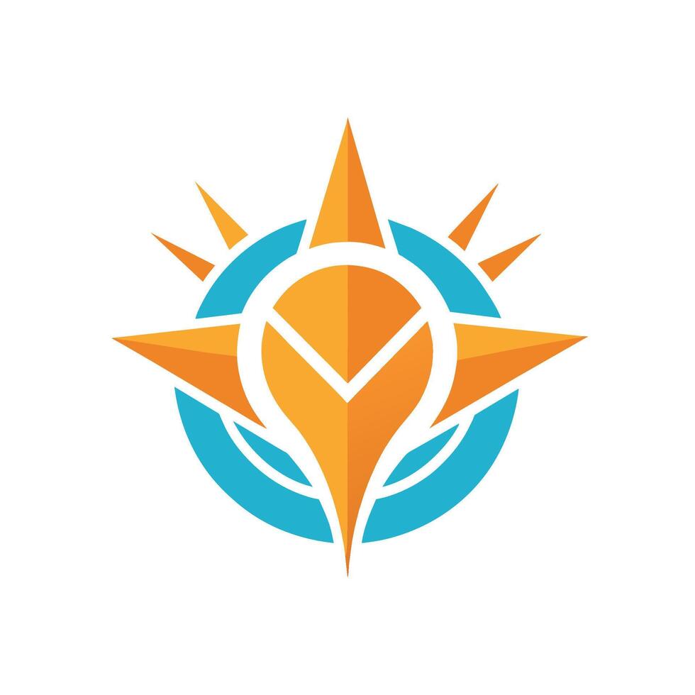 Logo mit ein zentral Star umgeben durch Design Elemente zum ein Unternehmen Marke Symbol, Design ein Logo Das repräsentiert das Leistung von Verbreitung Mitteilungen vektor