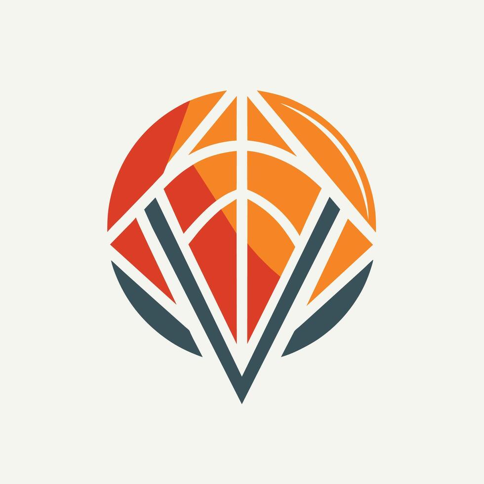 logotyp design för en företag specialiserar sig i diamant ringar, en geometrisk form representerar en basketboll team, minimalistisk enkel modern logotyp design vektor