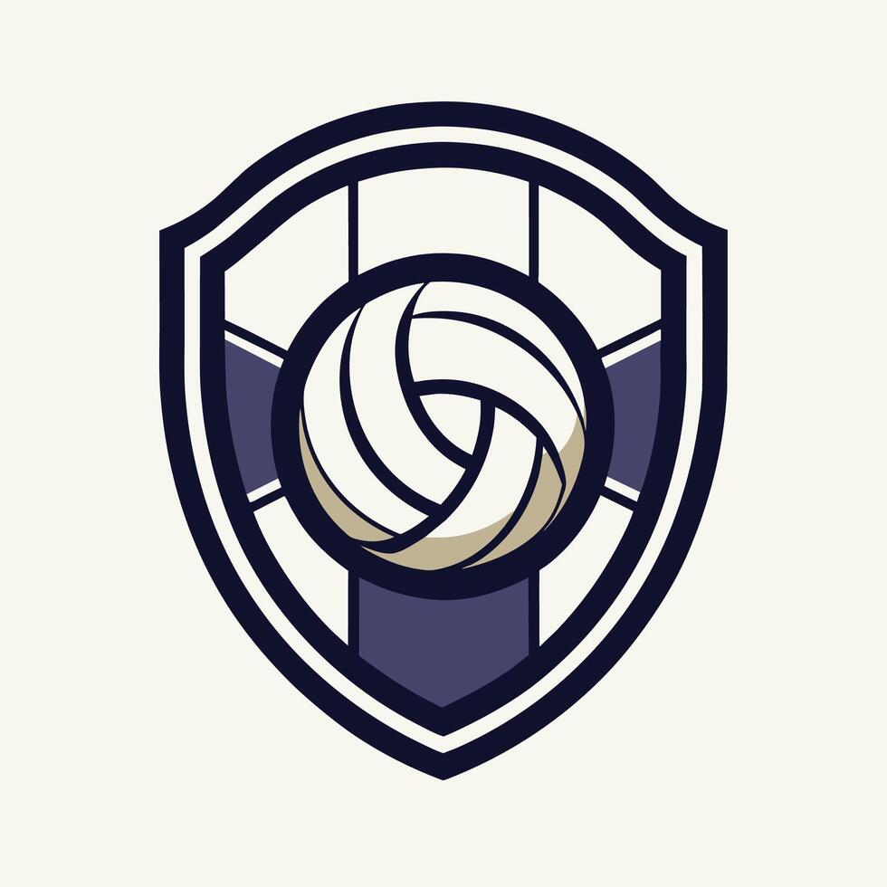 volleyboll boll omringad förbi skydda, en rena, minimalistisk emblem för en volleyboll team, minimalistisk enkel modern logotyp design vektor