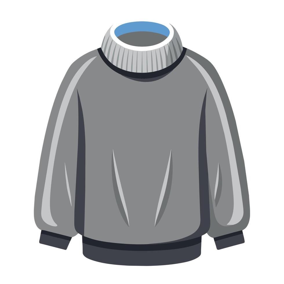 übergroß Licht grau Jacke mit ein Blau Halsband Verlegung eben auf ein Weiß Oberfläche, ein gemütlich übergroß Sweatshirt im ein Licht grau Farbton, minimalistisch einfach modern Logo Design vektor