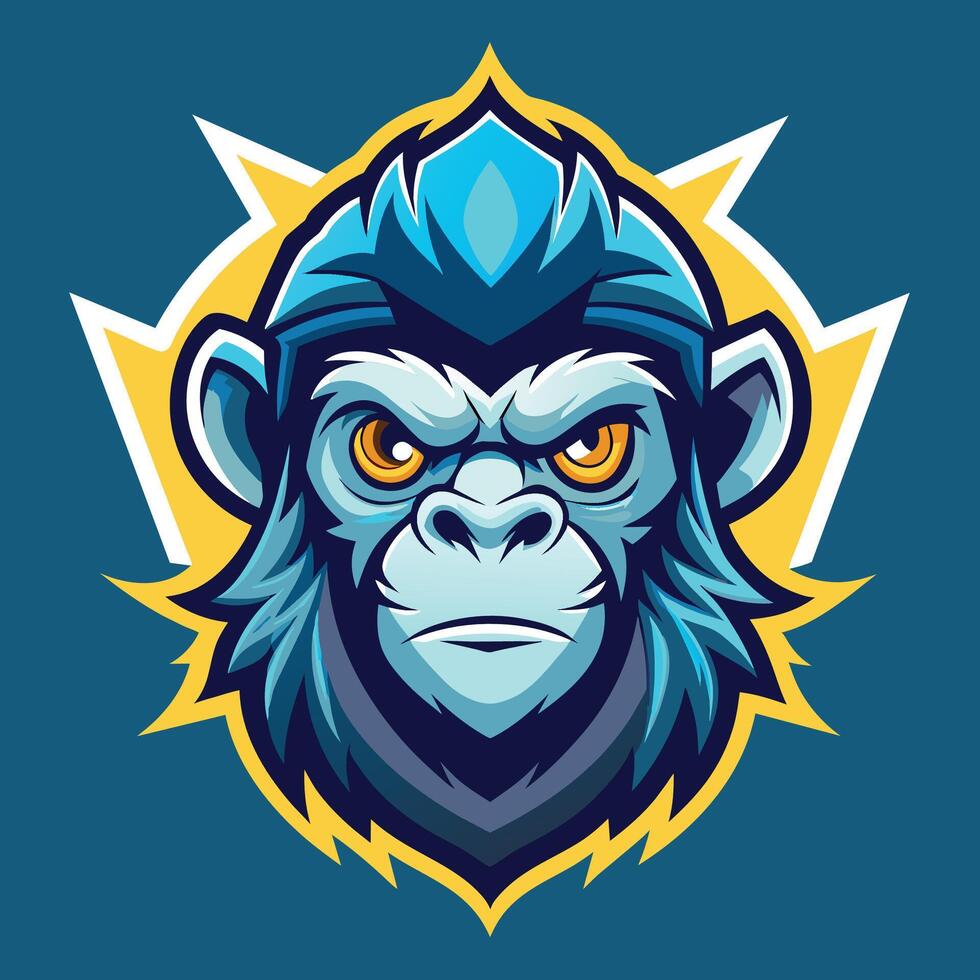 en apa med en krona på dess huvud, Häftigt apa logotyp design illustratör vektor