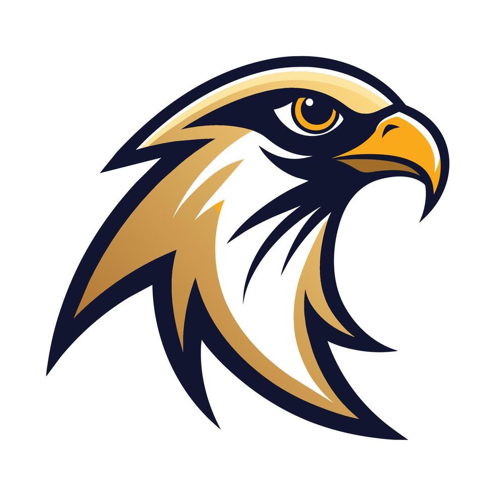 Nahansicht von ein Adler Kopf zeigen es ist auffällig Gelb Schnabel und heftig Blick, Vogel Falke Logo Design, minimalistisch einfach modern Logo Design vektor