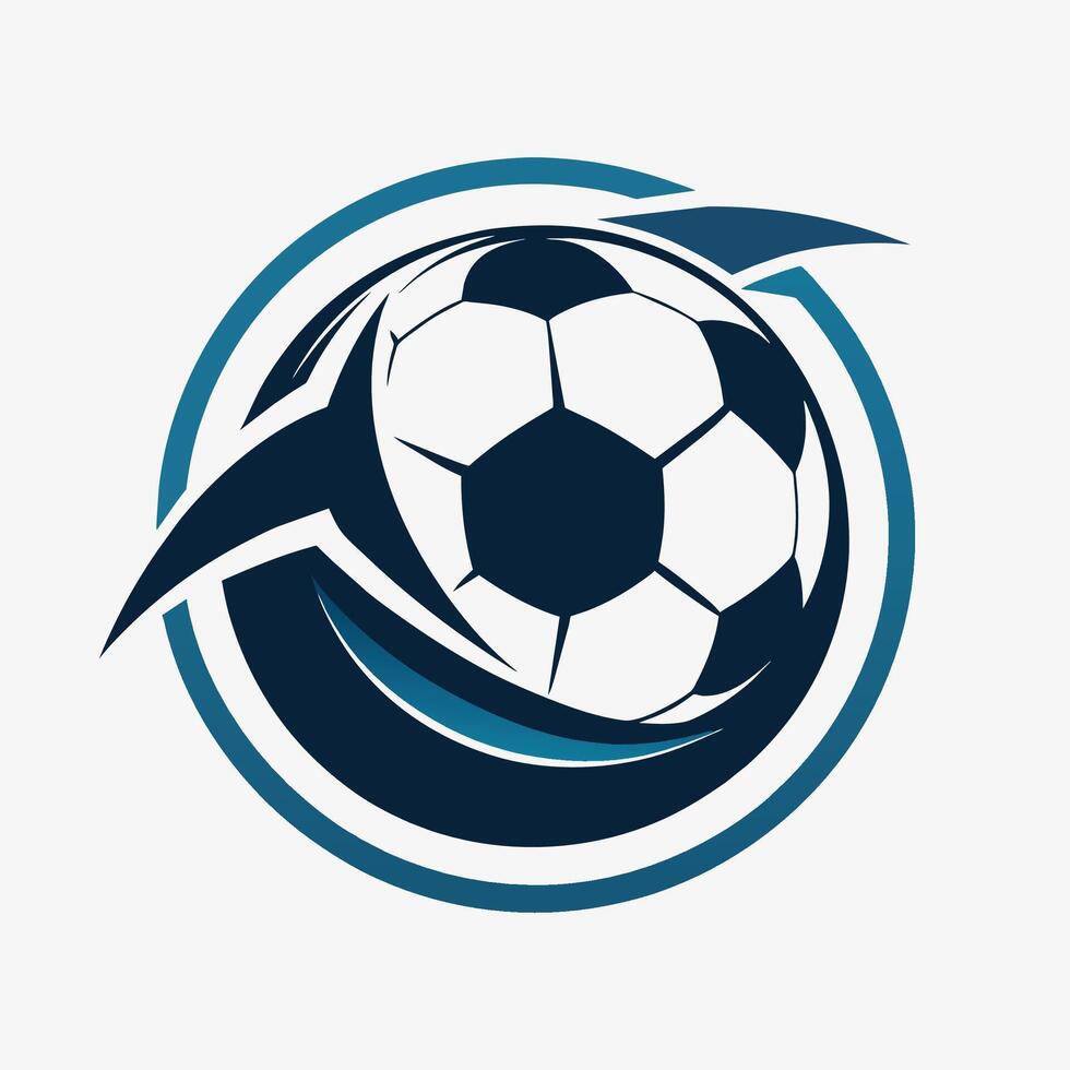 ein Fußball Ball ruht beim das Center von ein Kreis im ein minimalistisch Illustration, ein glatt Illustration von ein Fußball Ball, minimalistisch einfach modern Logo Design vektor