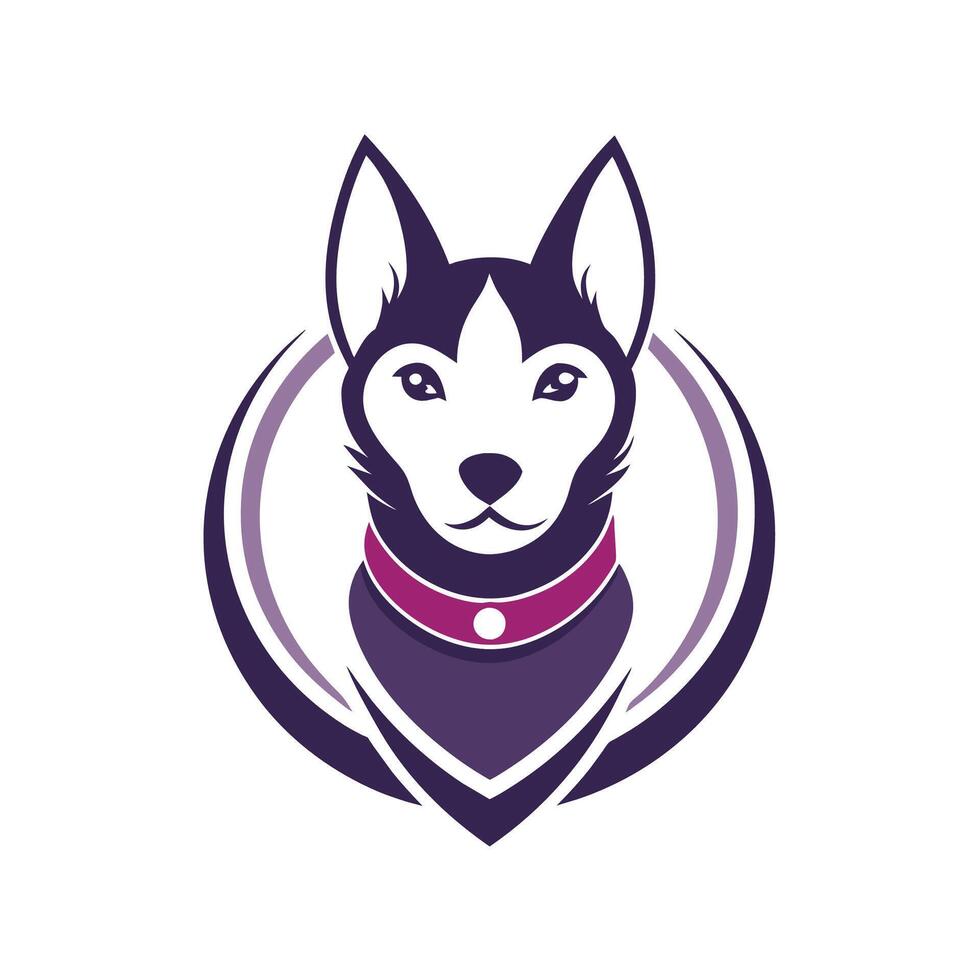 ein Hund tragen ein Kragen, isoliert auf ein einfach Weiß Hintergrund, schick Logo einarbeiten ein stilisiert Haustier Halsband Design, minimalistisch einfach modern Logo Design vektor