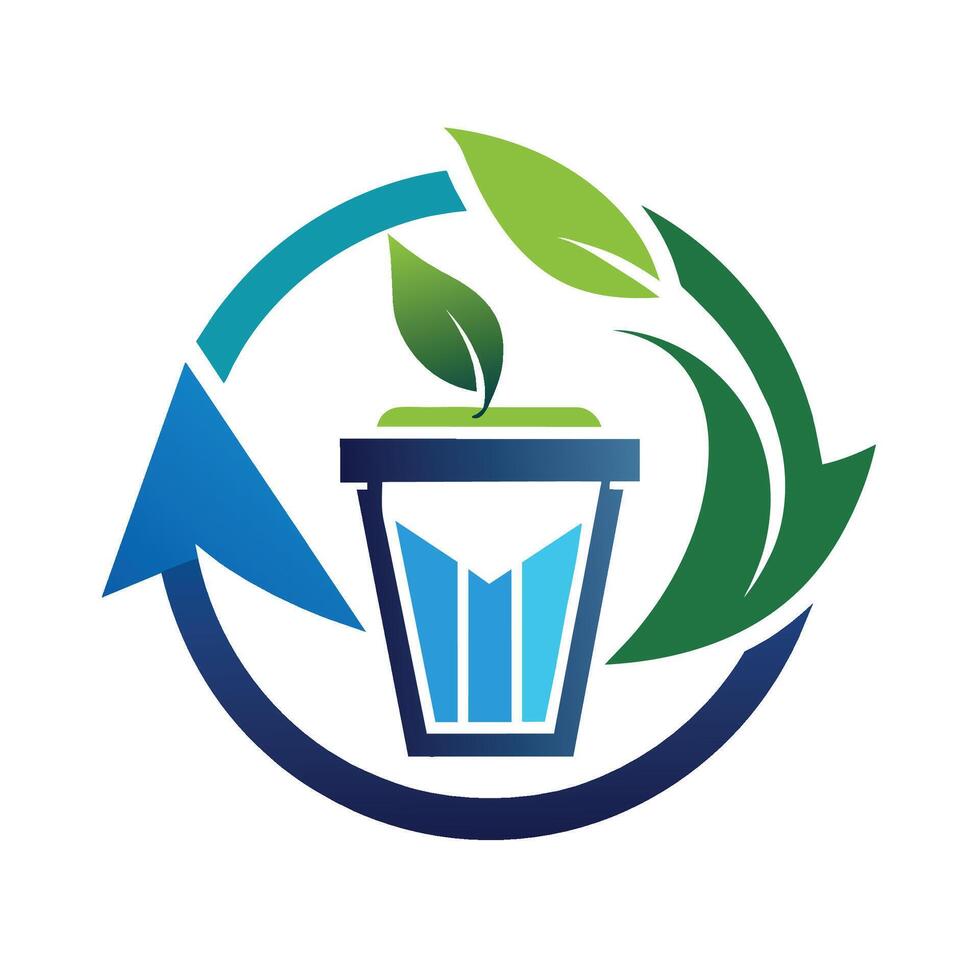 ein Logo mit Symbole Darstellen Grün Energie und Nachhaltigkeit, Design ein Logo Das erfasst das Wesen von reduzieren Abfall und fördern Recycling vektor