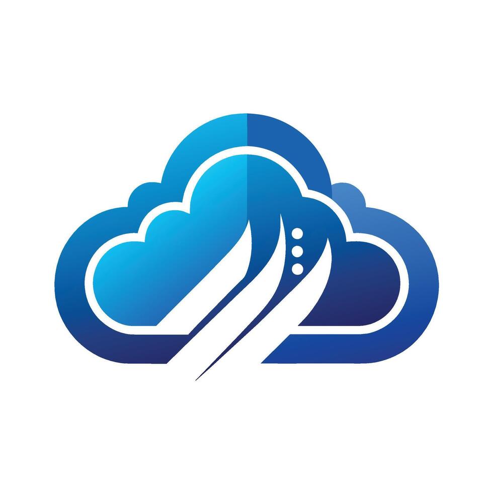 ein Blau Wolke mit ein Paar von Schere, Design ein einfach und glatt Logo Darstellen Wolke Computing Dienstleistungen vektor