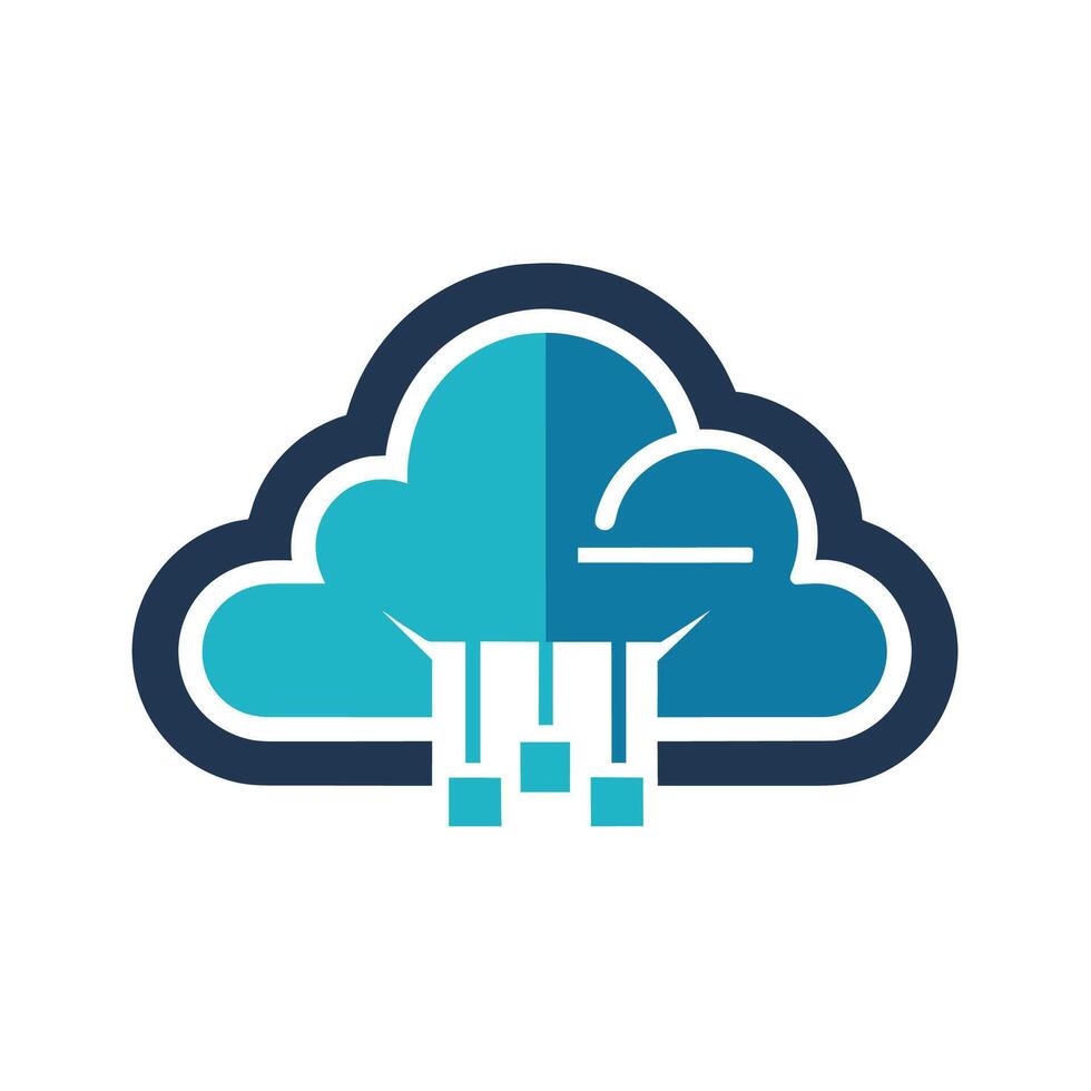 ein Wolke loslassen Regen Tröpfchen auf ein klar Tag, generieren ein sauber und modern Logo zum ein Wolke Technologie Unternehmen vektor