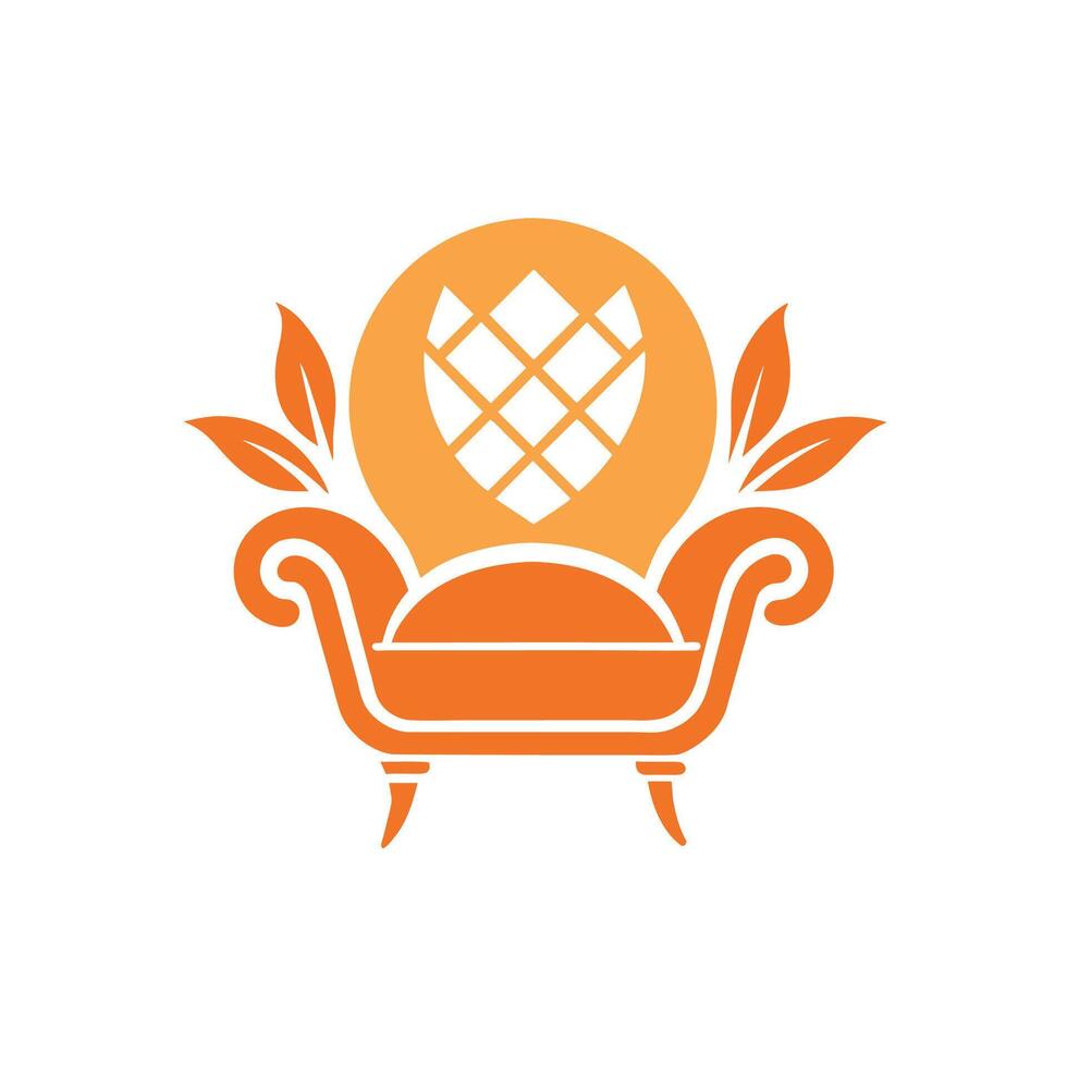 en stol terar en hjärtformade Skära ut i de mitten, tillsats en Rör av roman till de möbel bit, generera en enkel och elegant logotyp för en möbel uppkopplad återförsäljare vektor