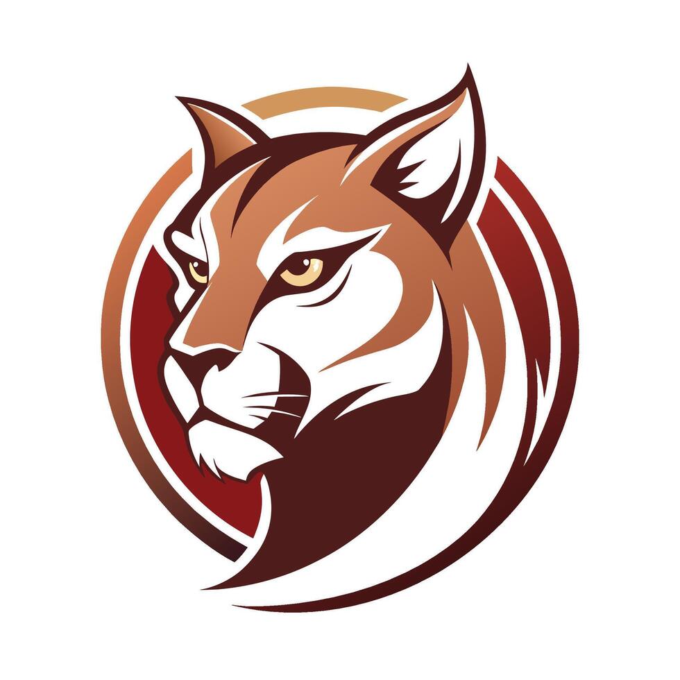 Tiger Kopf beigefügt im ein Kreis, auf ein Weiß Hintergrund, mit ein anspruchsvoll und minimalistisch Design, elegant minimalistisch Puma Logo, anspruchsvoll Logo vektor